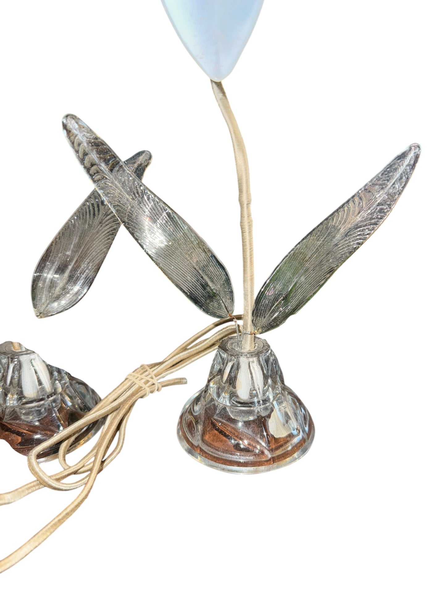 Antique Art Glass Flower Lamp Set - Strange and Unique
