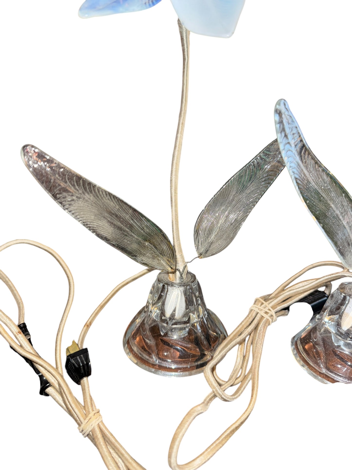 Antique Art Glass Flower Lamp Set - Strange and Unique