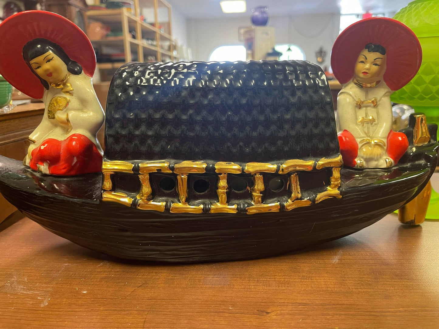 Vintage 1950’s Fuhry and Sons Ceramic Oriental Asian Boat TV Lamp
