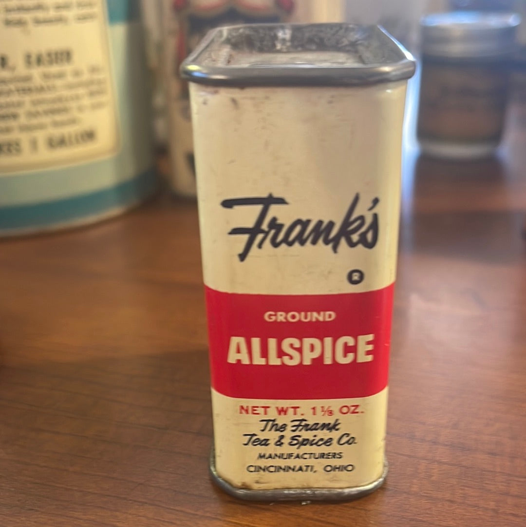 Vintage Franks Ground Allspice Spice Tin Dove Brand Cincinatti Ohio