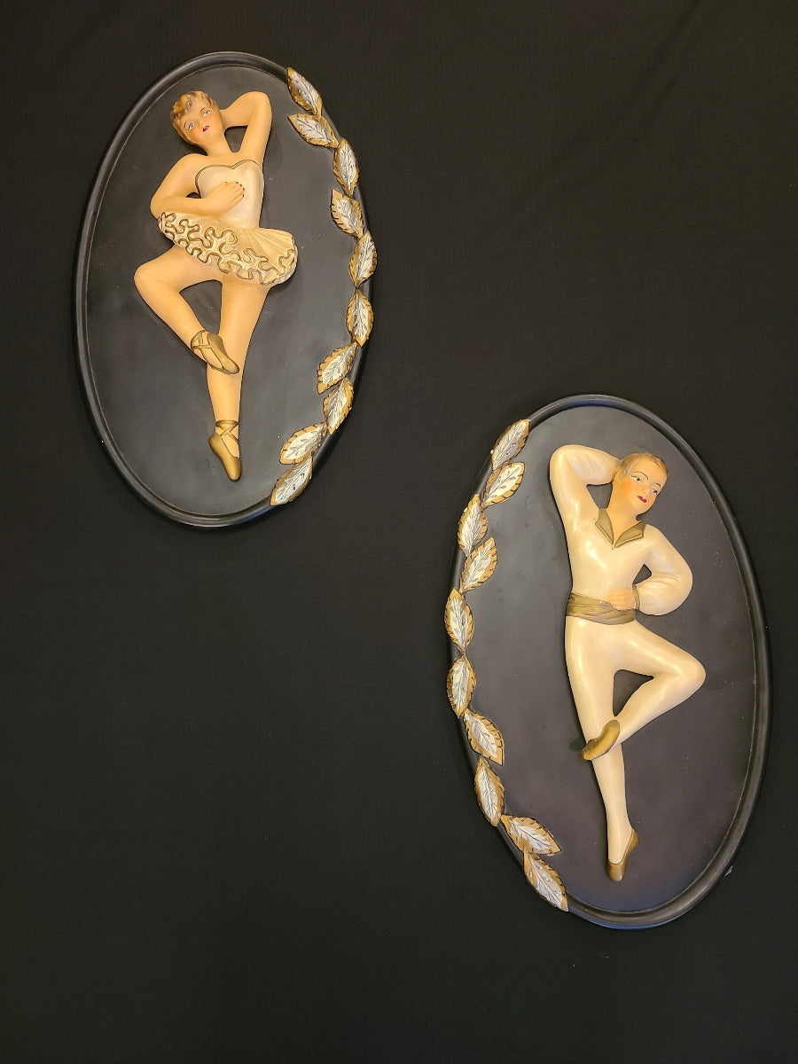 Vintage Chalkware Wall Art / Plaques 20x12 each