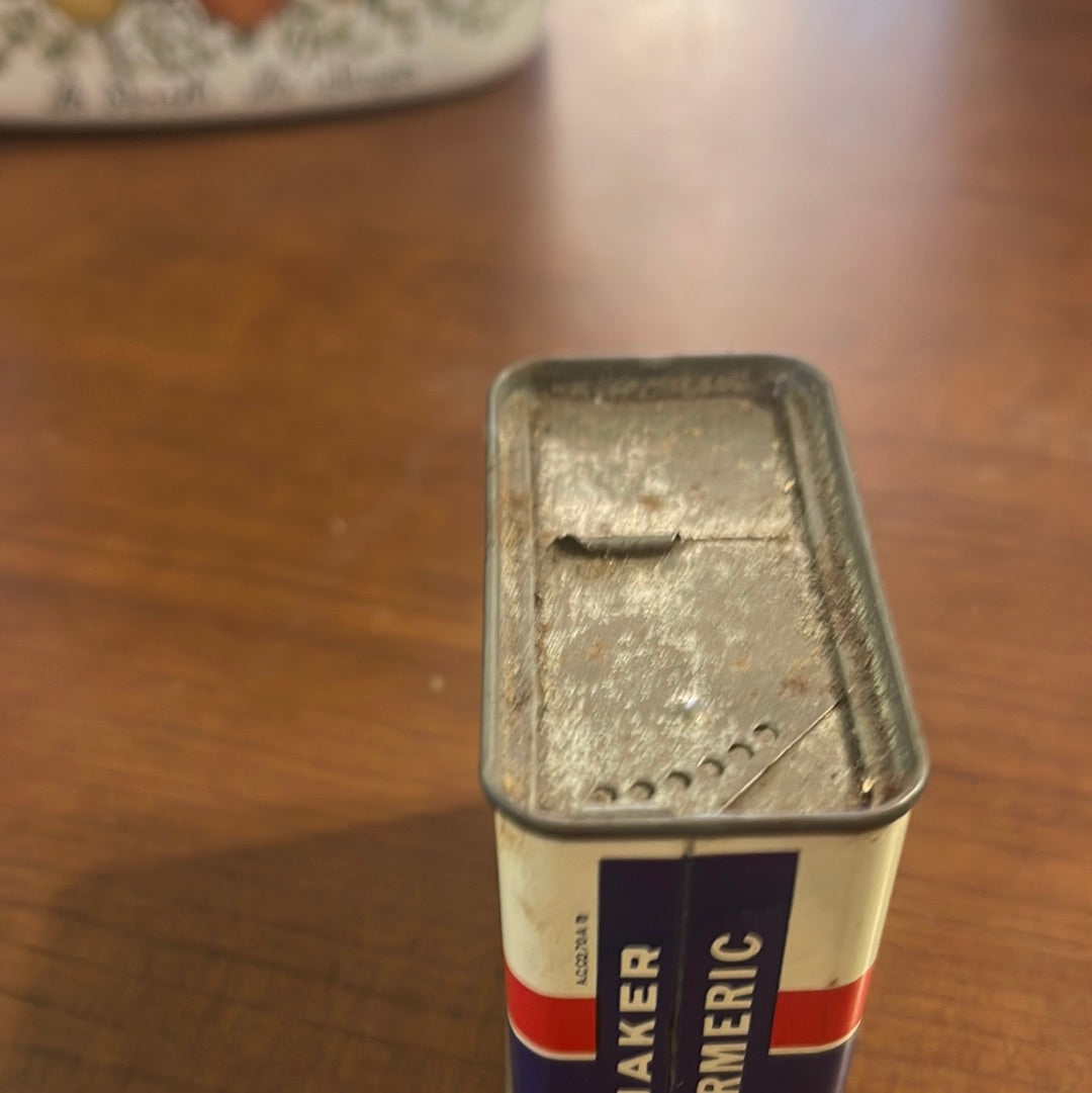 Vintage Quaker Spice Tin Turmeric Michigan Indiana Ohio Lee and Cady 1 1/2oz