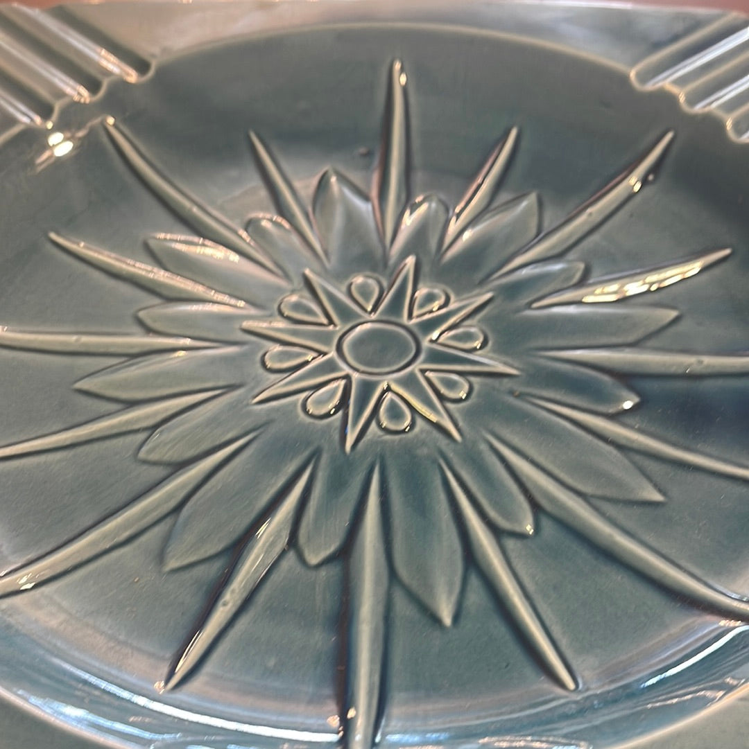 Vintage Square Ashtray in Blue 10' Bohemian Mid Century Modern Boho MCM