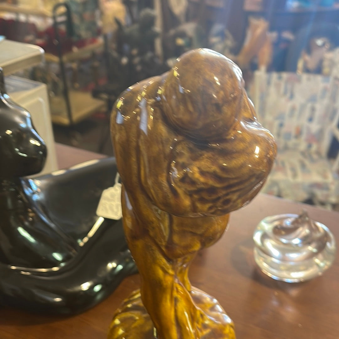 Vintage MCM Naked Man & Woman Lovers Embrace Ceramic Statue