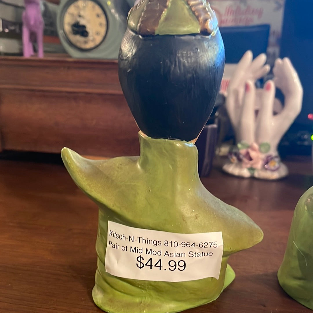 Asian Figurine Busts Mid Century Modern MCM