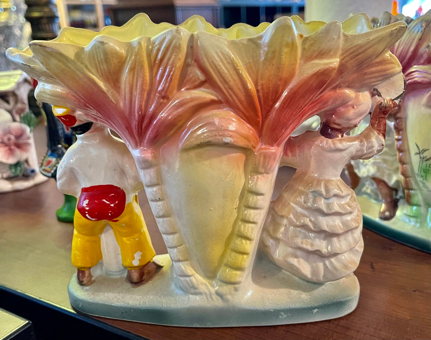 Vintage Carribean Figure Planters / Vase Mid Century Modern MCM SET OF 2