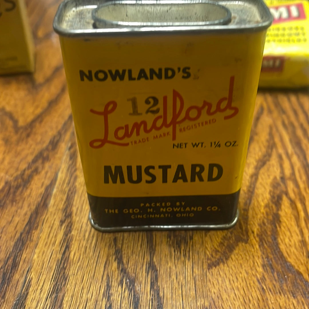 Vintage Spice Tin Nowlands Mustard Landford Cincinnati Ohio Co.