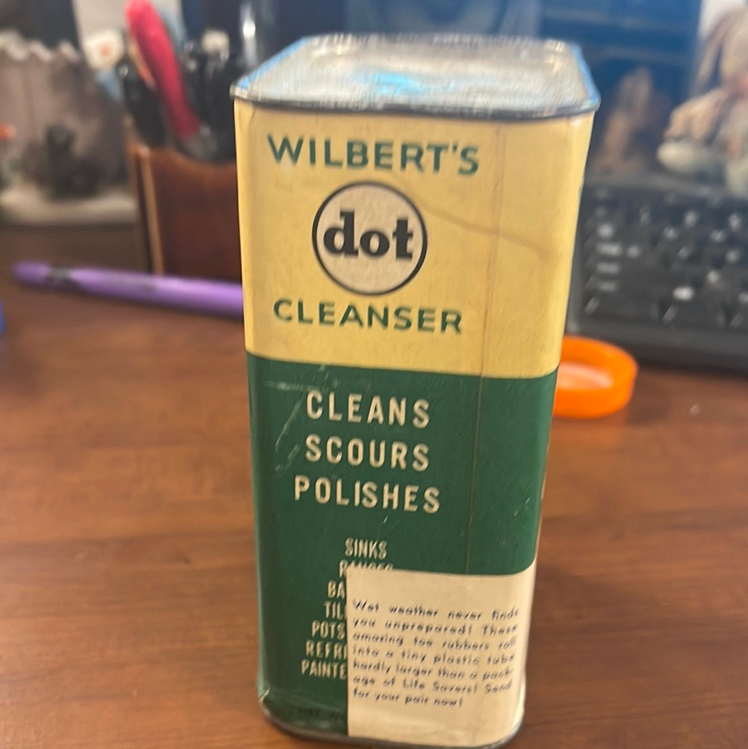 Vintage Household Advertising Tin Can Wilberts Cleanser Unopened Full PROP 5 x 3.25