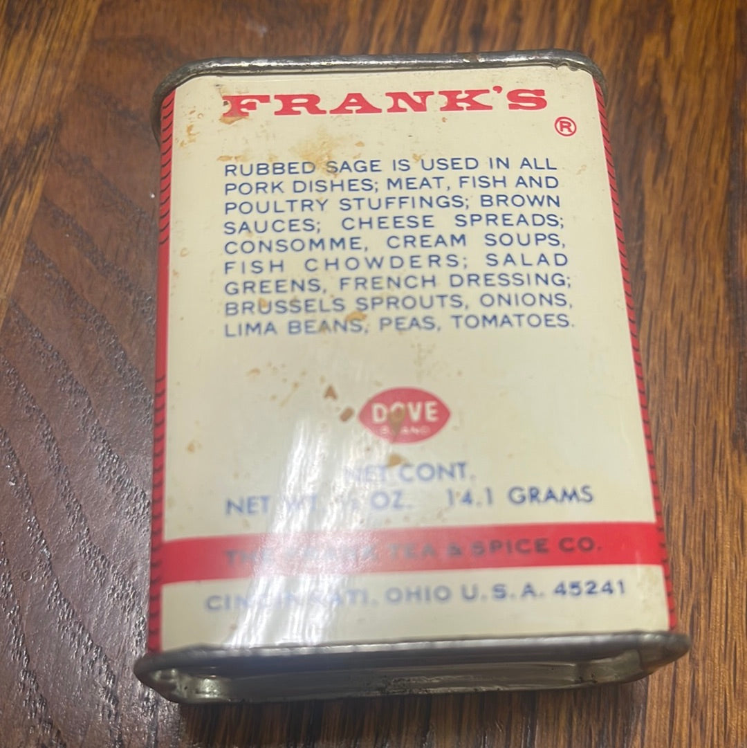 Vintage Franks Sage Spice Tin Cincinatti Ohio