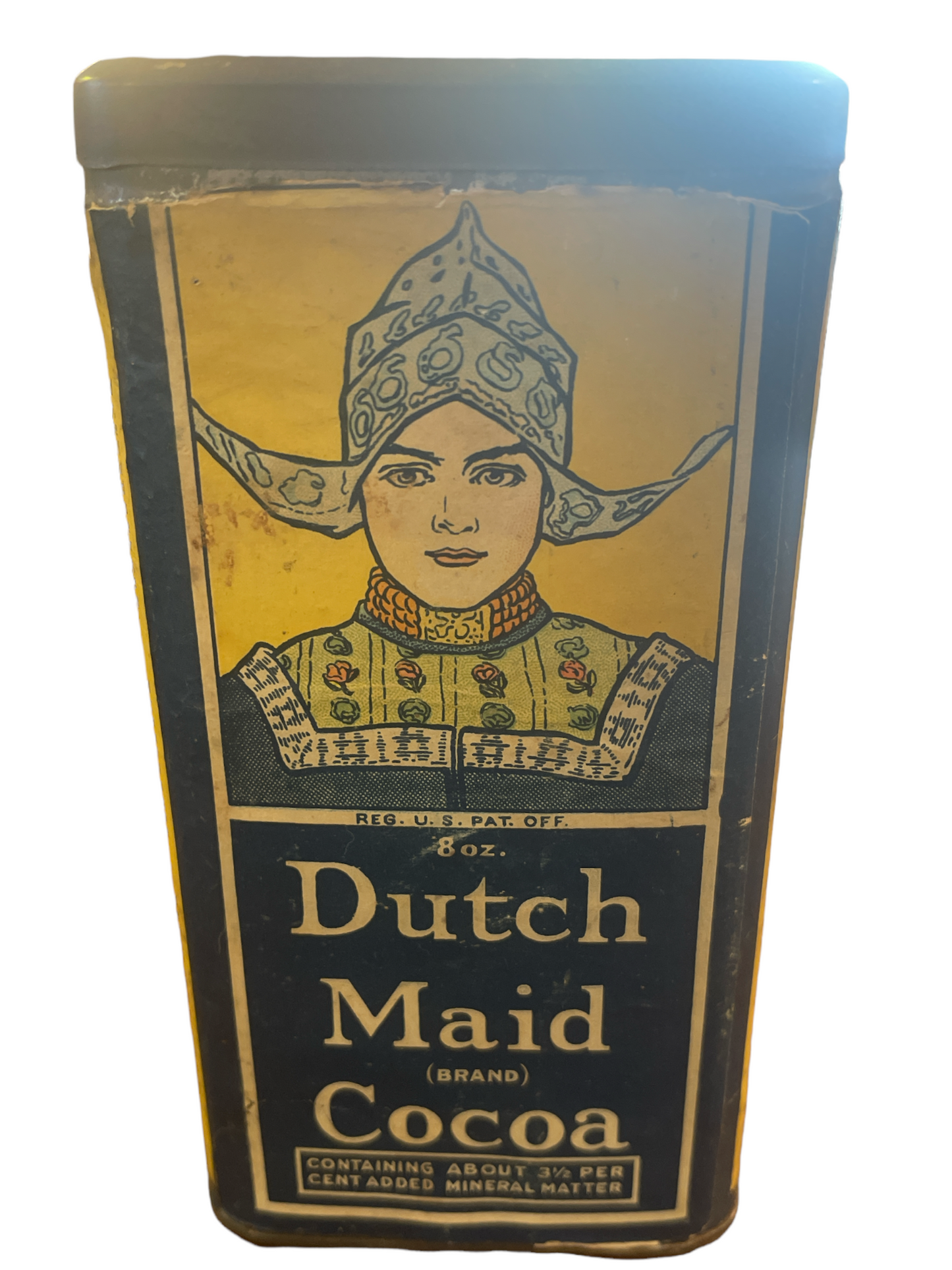Vintage Large Dutch Cocoa Spice Tin Camden NJ Royal Cocoa Co. 8oz