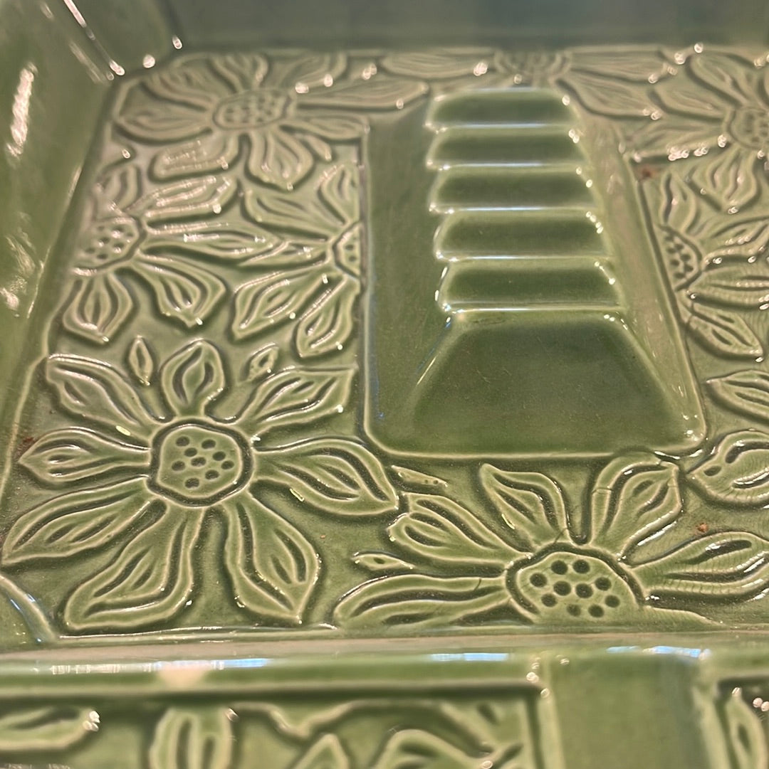 Vintage Square Ashtray in Green 10' Bohemian Mid Century Modern Boho MCM
