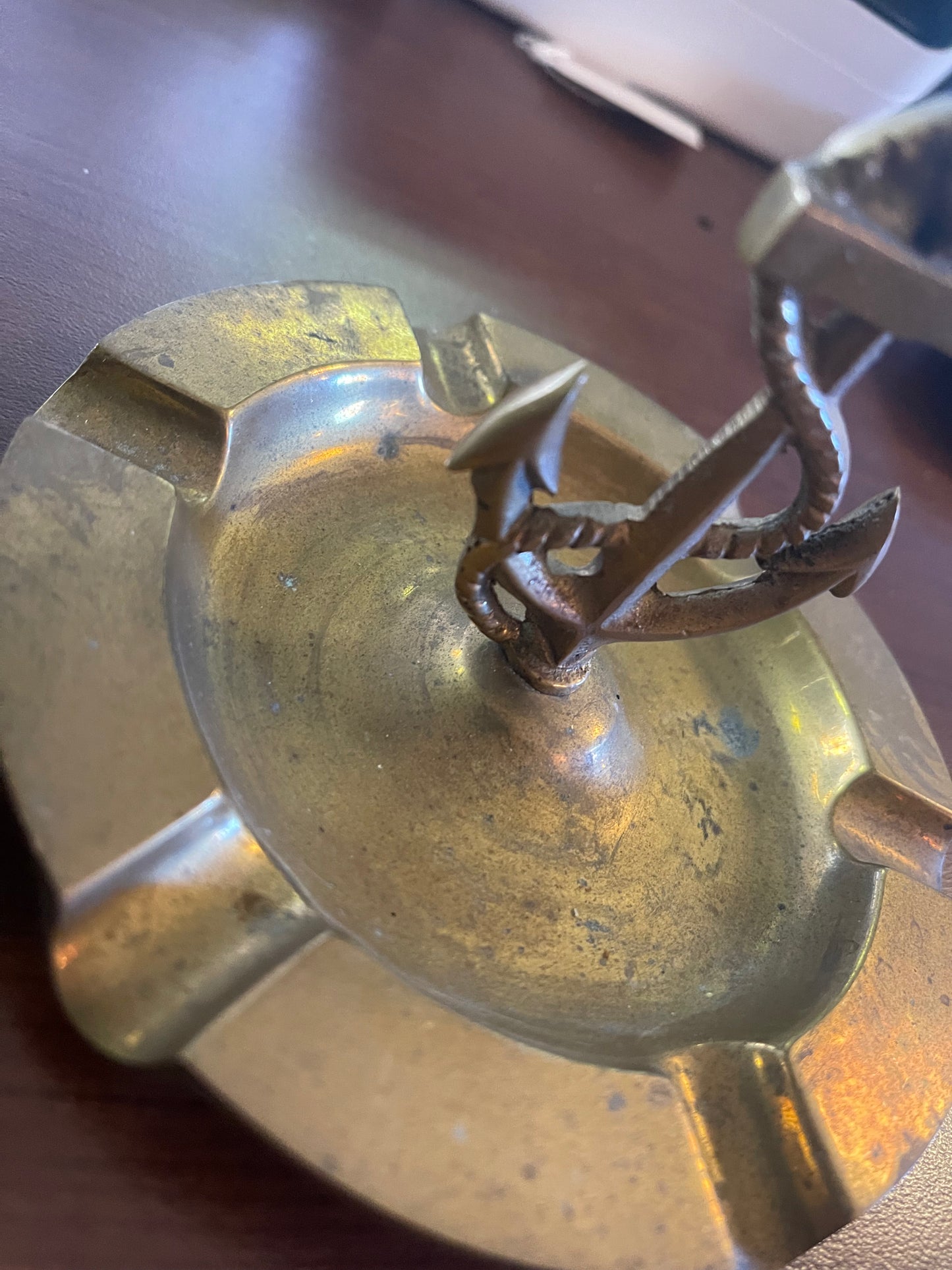 Vintage Brass Ship Boat Anchor Trinket Dish / Ashtray