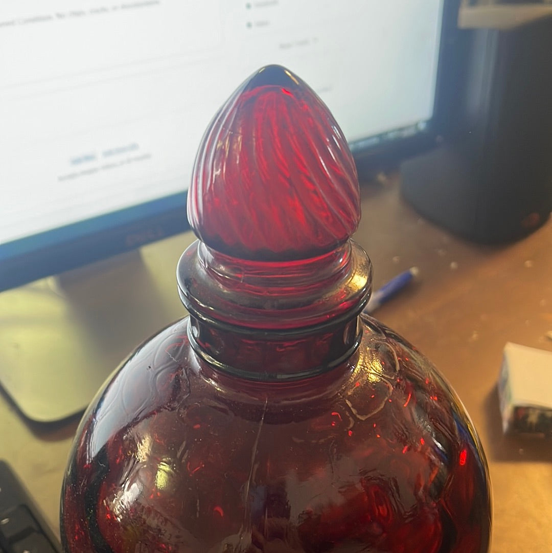 Wheaton Red Optic Honeycomb Decanter / Vase Mid Century Modern