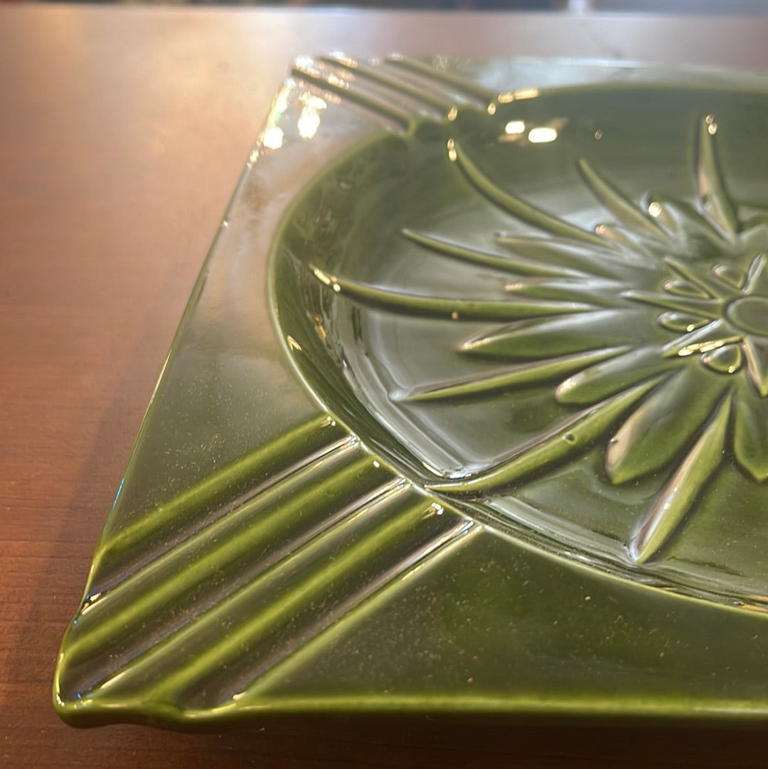 Vintage Square Ashtray in Green 10' Bohemian Mid Century Modern Boho MCM