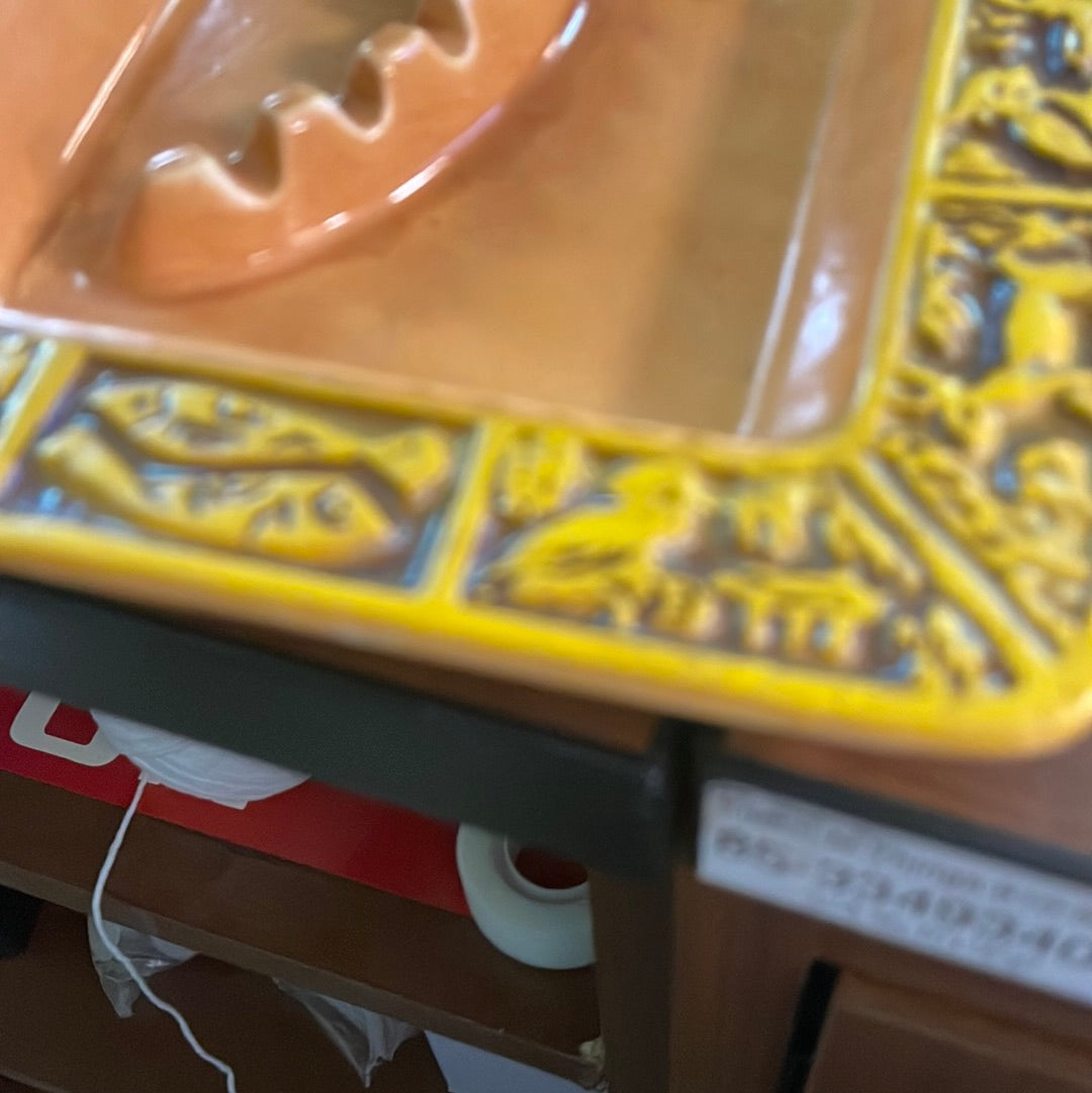 Vintage 11" Ashtray in Yellow - Mid Century Modern Boho MCM