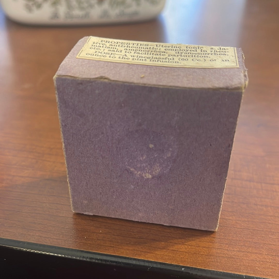 Vintage Parke, Davis & co, BLUE COHOSH, 1900s Pharmacy New unopened box
