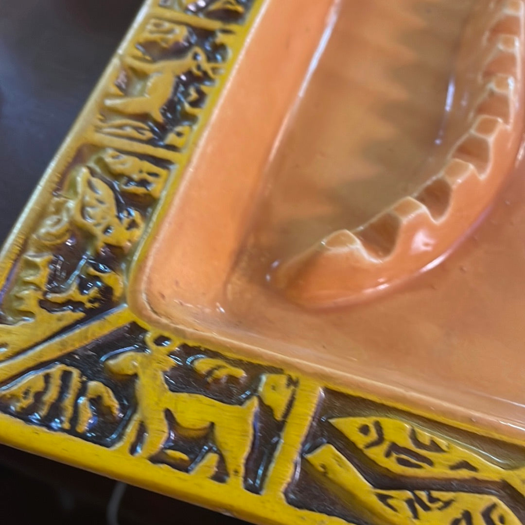 Vintage 11" Ashtray in Yellow - Mid Century Modern Boho MCM