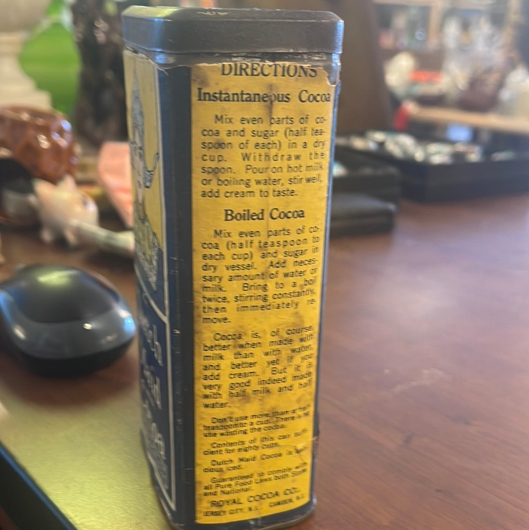 Vintage Large Dutch Cocoa Spice Tin Camden NJ Royal Cocoa Co. 8oz