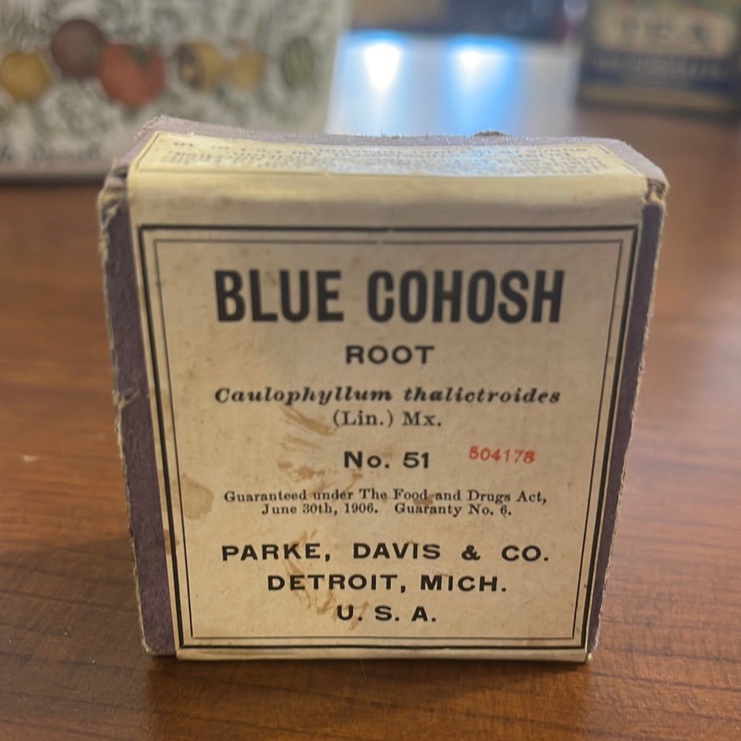 Vintage Parke, Davis & co, BLUE COHOSH, 1900s Pharmacy New unopened box
