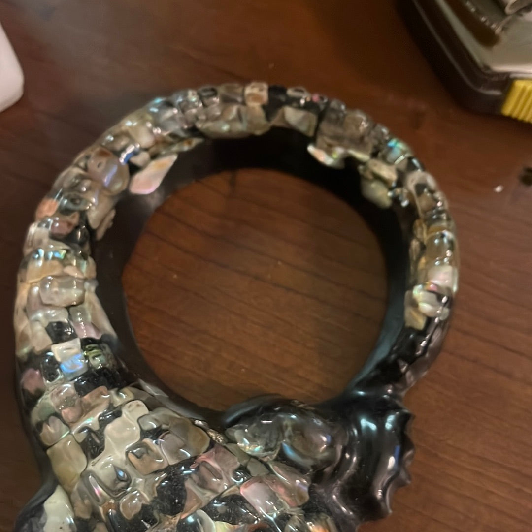 Vintage 9' Lucite Abalone Alligator Ashtray Mid Century Modern