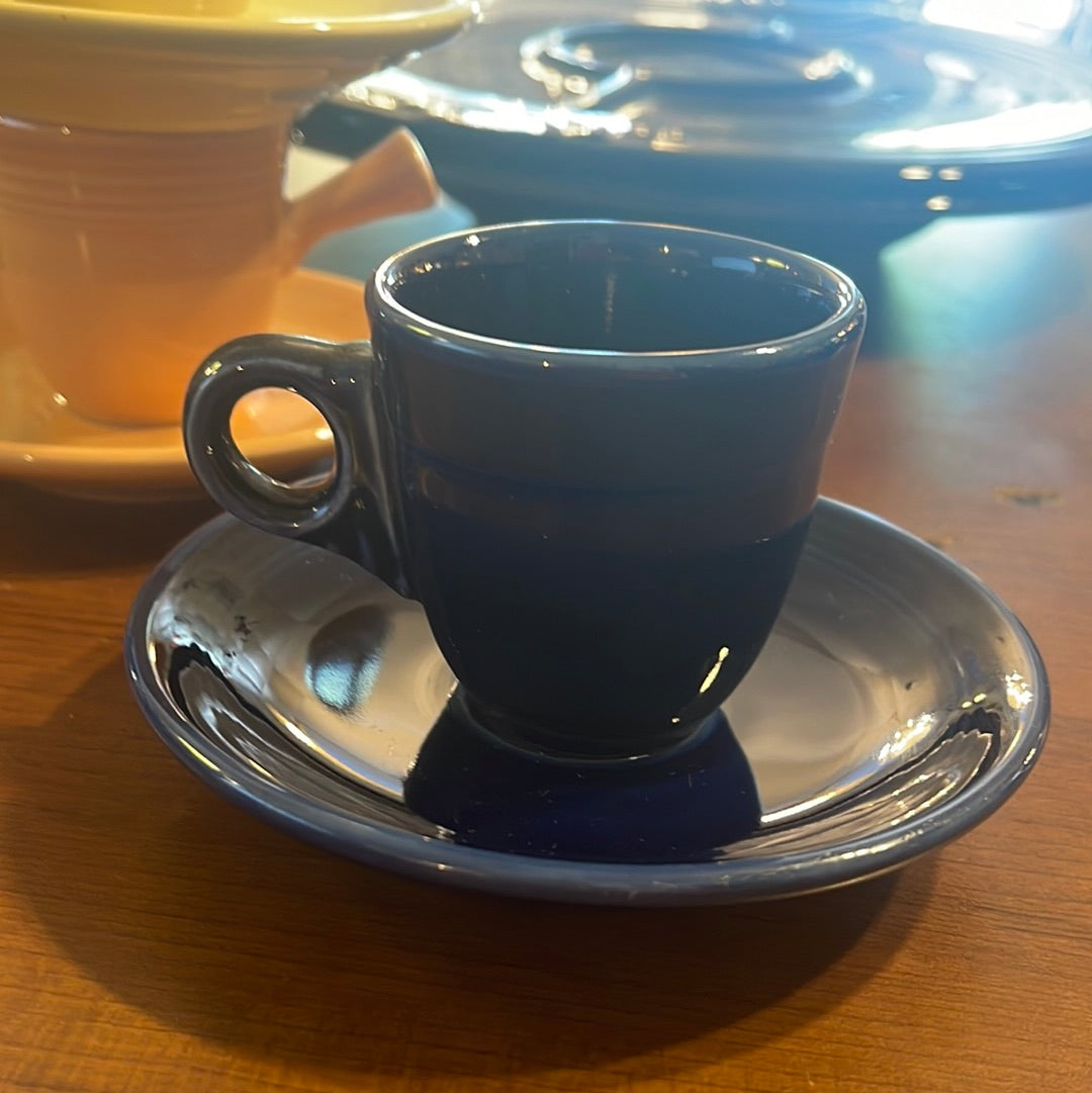 Fiesta Cobalt Ring Handle Demitasse Demi Cup and Saucer