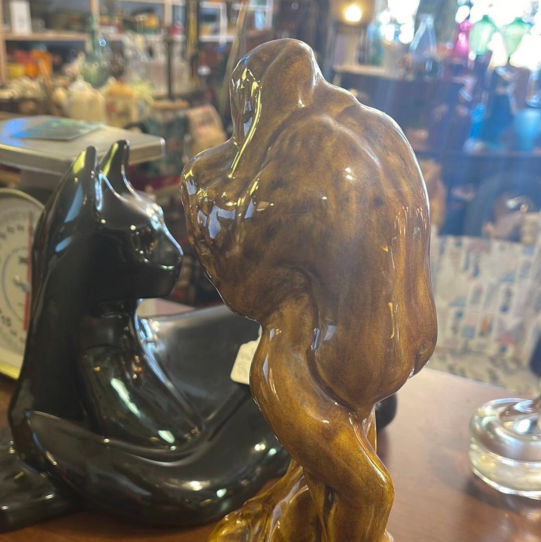 Vintage MCM Naked Man & Woman Lovers Embrace Ceramic Statue