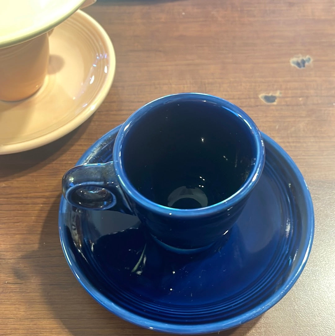 Fiesta Cobalt Ring Handle Demitasse Demi Cup and Saucer