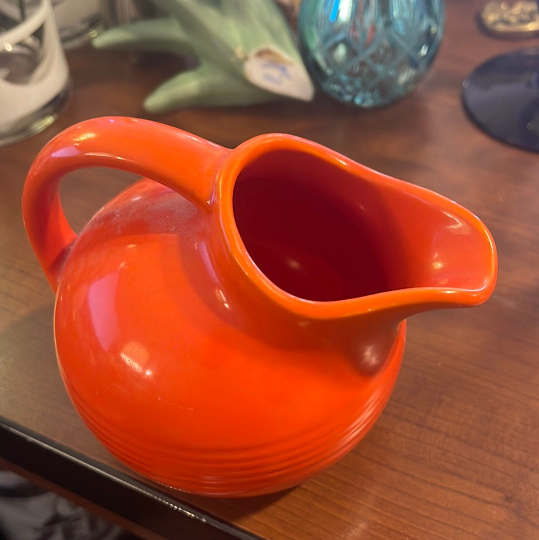 Vintage Fiesta Harlequin Novelty Creamer in Red - Small Pitcher -