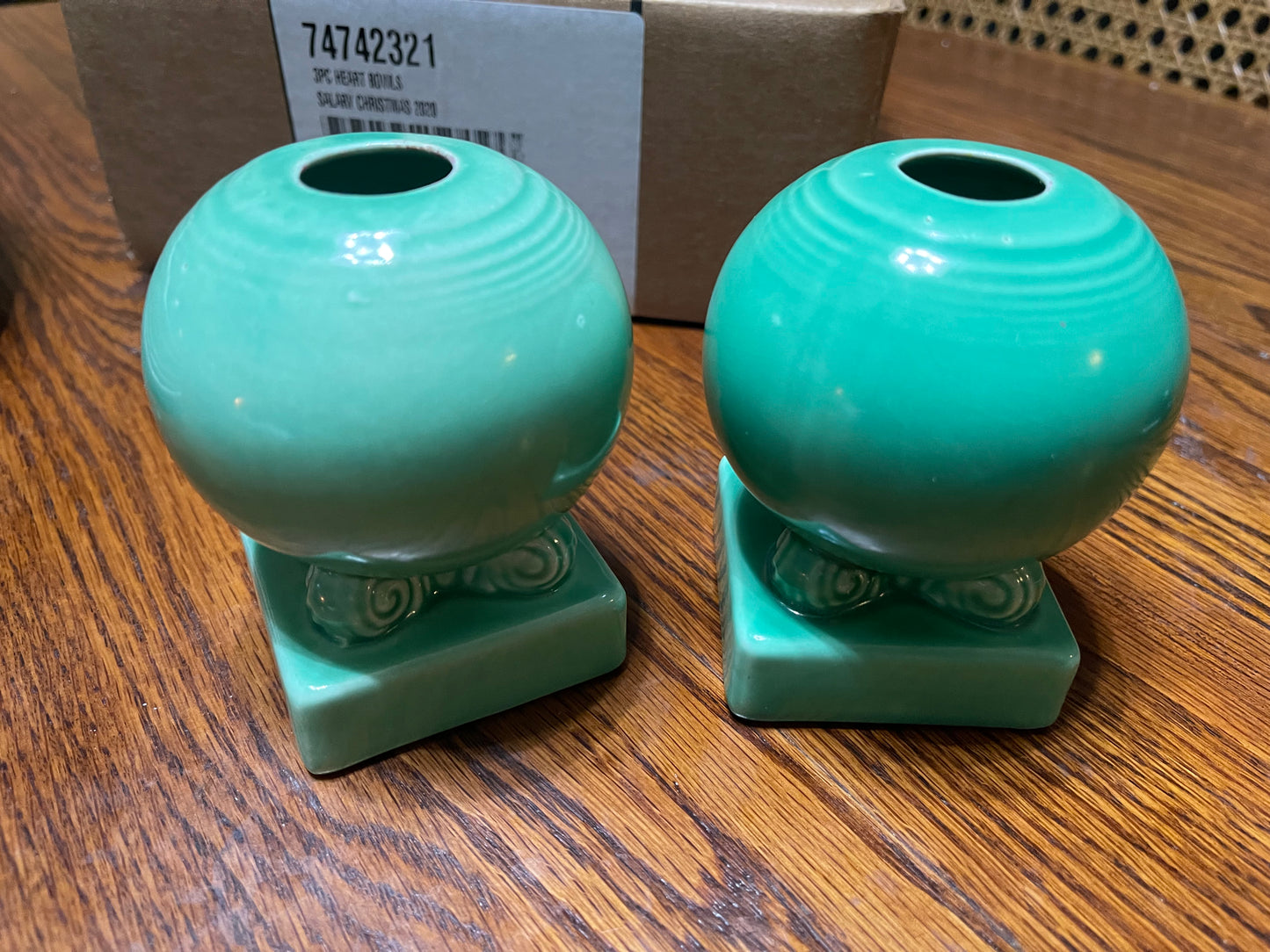 Vintage Fiesta Ball Candle Holders in Green