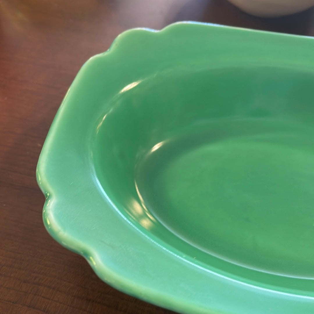 Riviera Green Nappy Bowl Curved Edge 9" Homer Laughlin