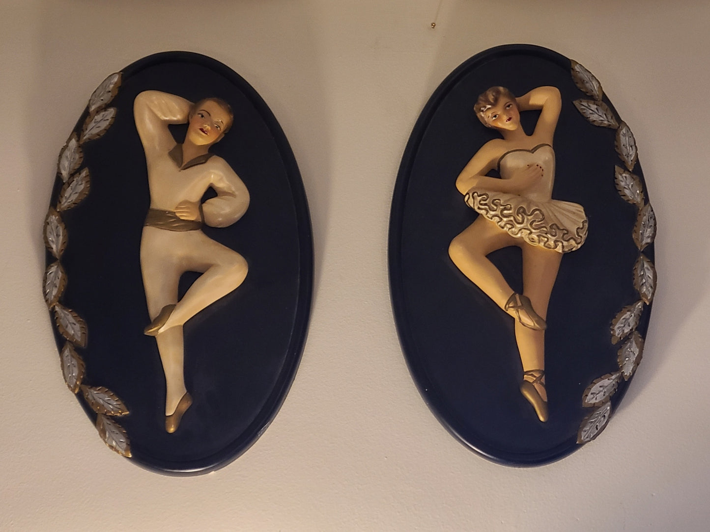 Vintage Chalkware Wall Art / Plaques 20x12 each