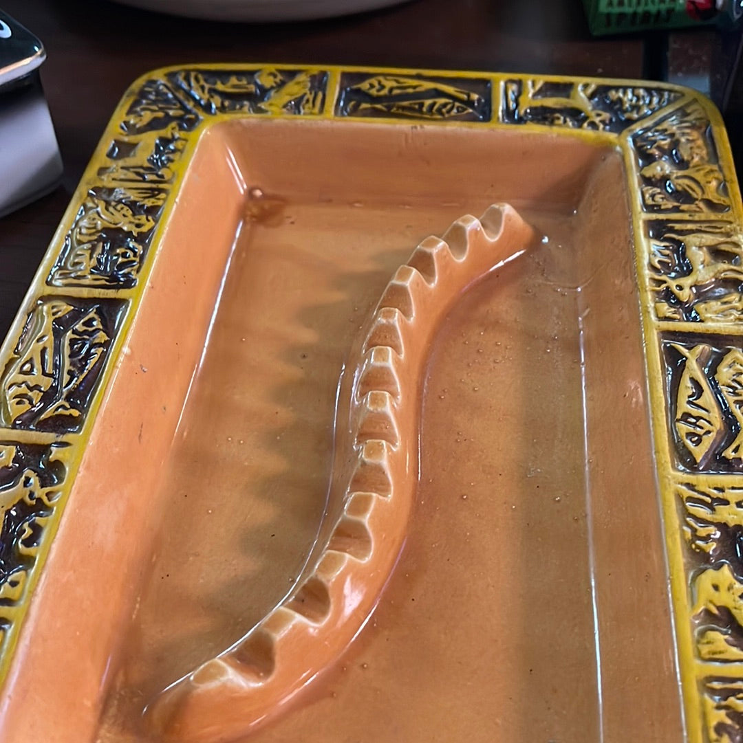 Vintage 11" Ashtray in Yellow - Mid Century Modern Boho MCM