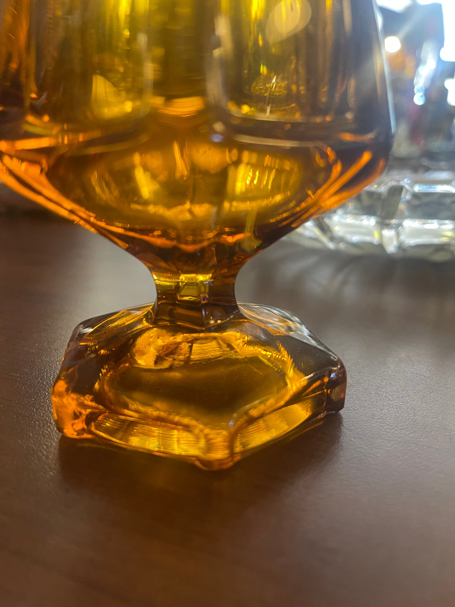 Viking Glass Amber 14.5” 6 Panel Mid Century Modern Vintage Vase