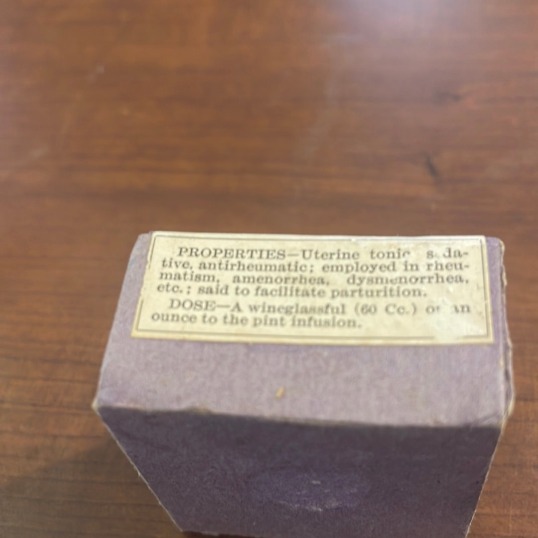 Vintage Parke, Davis & co, BLUE COHOSH, 1900s Pharmacy New unopened box