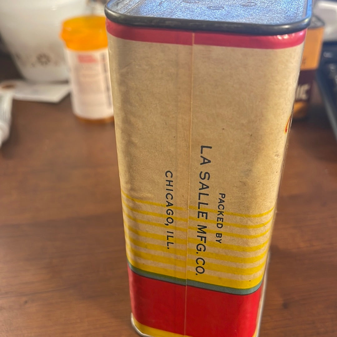 Vintage LARGE Spice Tin Florence Nightingale Pepper 8 OZ La Selle Mfg. Chicago IL