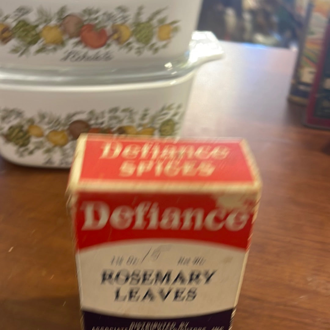 Defiance Spice Tin Cardboard Box Rosemary Michigan Associated Foods 1 1/2oz