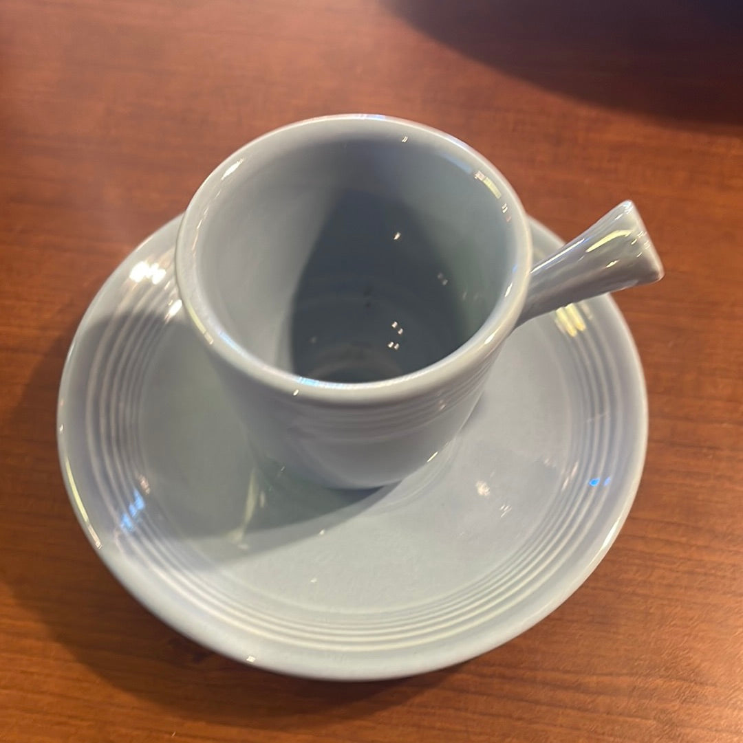 Fiesta Periwinkle Stick Handle Demitasse Demi Cup and Saucer