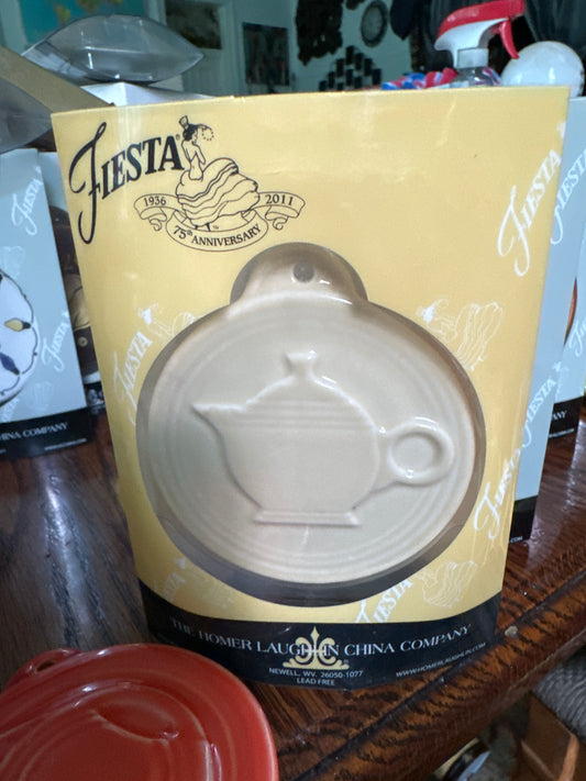 Fiesta Ornament Embossed Ivory HLCCA Exclusive Teapot only 144 made