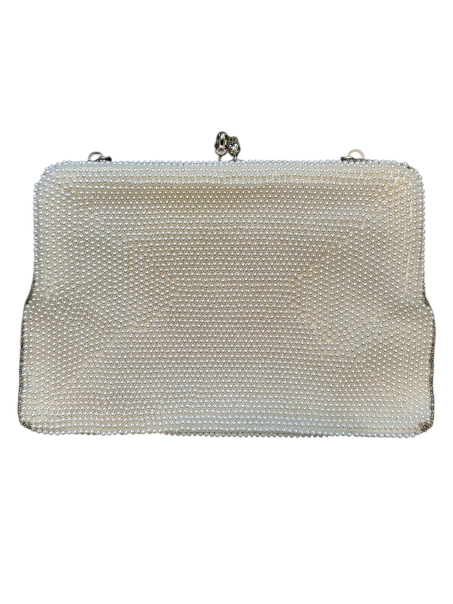 Antique Beaded Geometric Design Pearl Clutch 5” tall