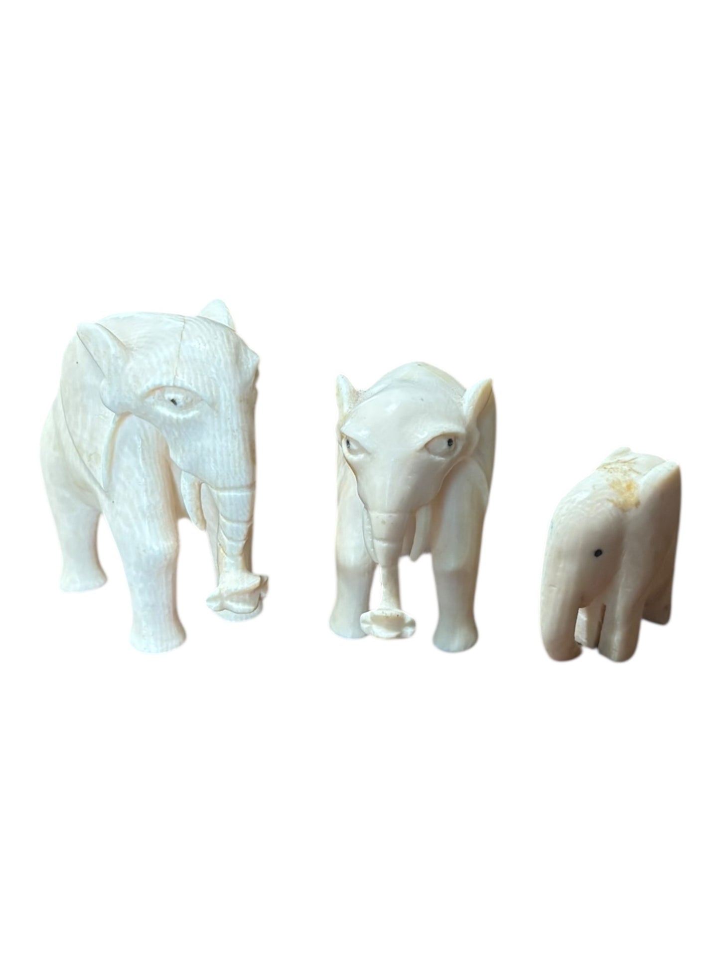 Set of Bone Elephant Family Figurines 2.25” tall