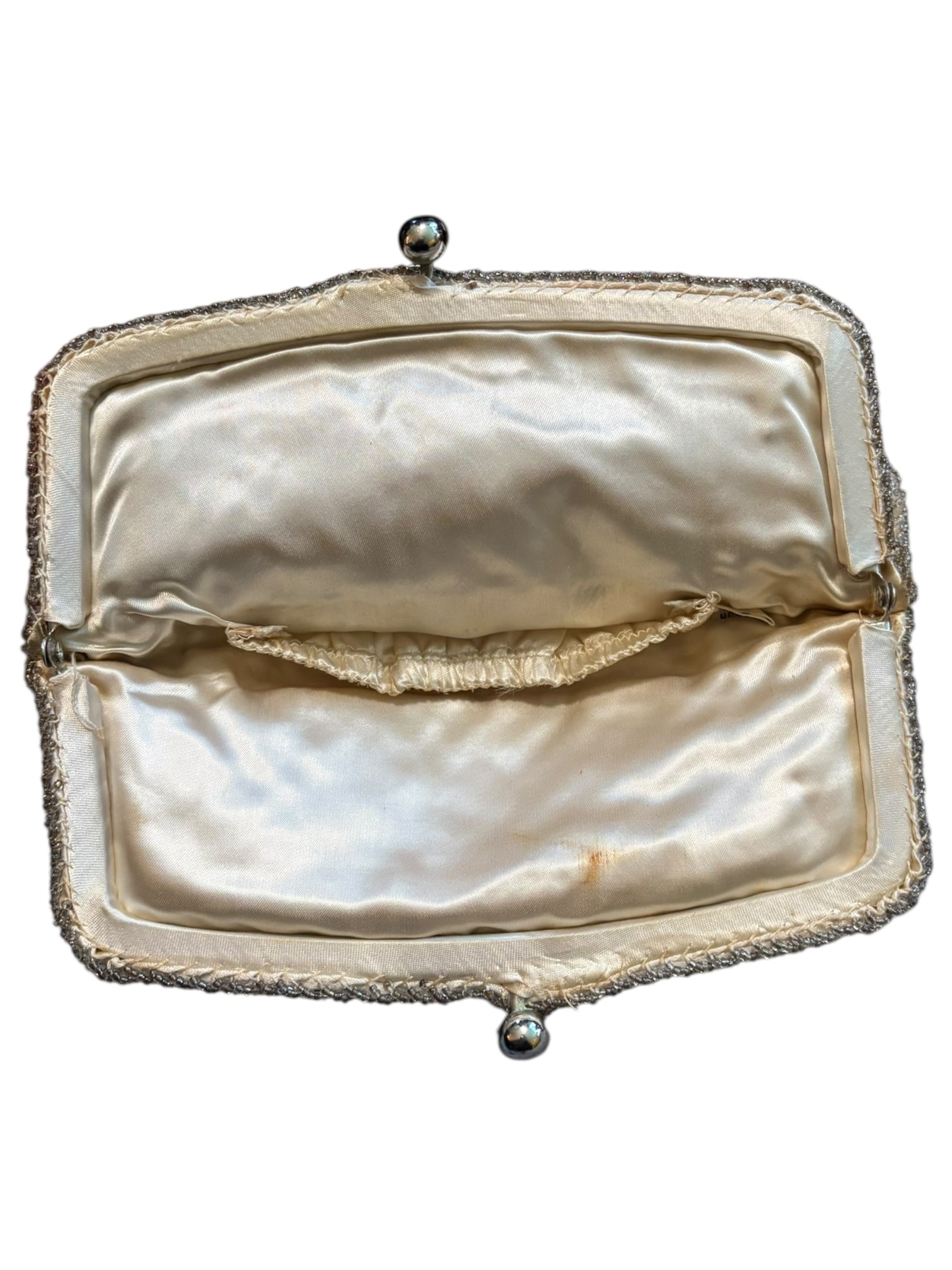 Antique Intricate Floral Beaded Vintage Clutch Handbag 5” Tall