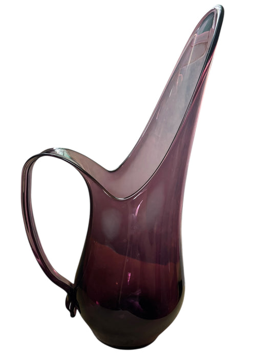 Vintage Viking Glass Purple Amethyst Swung Stretch Vase 13.5”