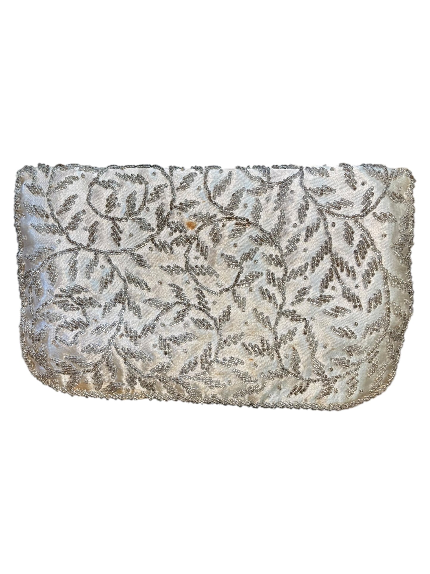 Antique Intricate Floral Beaded Vintage Clutch Handbag 5” Tall