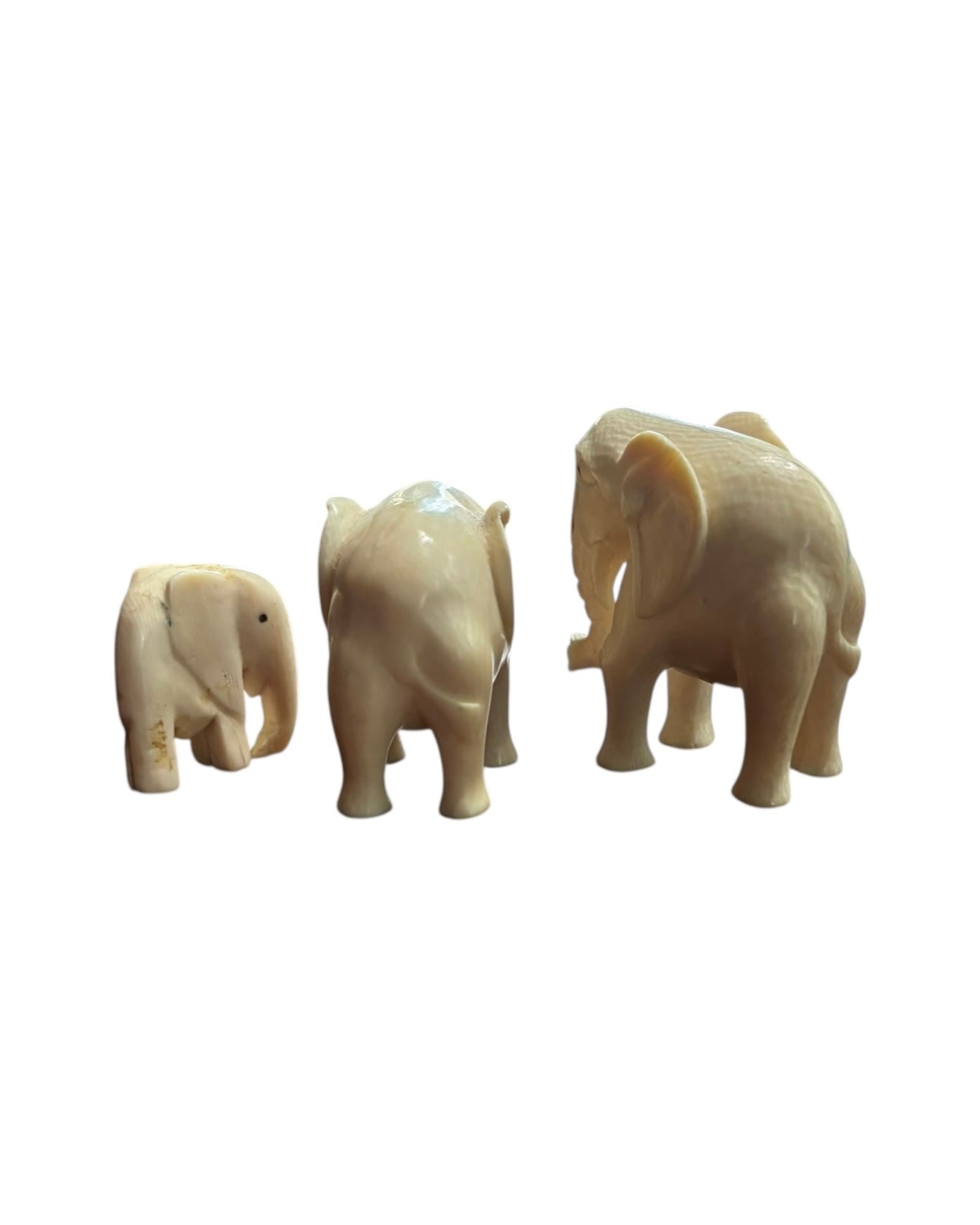 Set of Bone Elephant Family Figurines 2.25” tall