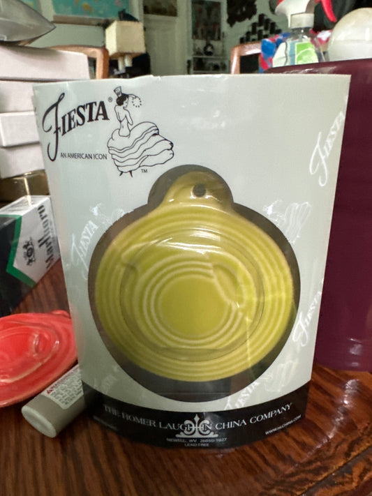 Fiesta Ornament Embossed Disk Pitcher Lemongrass  HLCCA