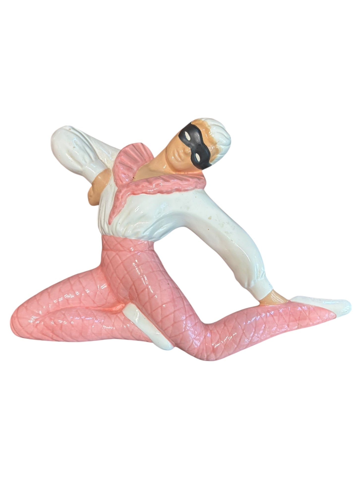 Vintage MCM Chalkware Set Of 2 Masked Ballerina Dancer Wall Plaques 10”