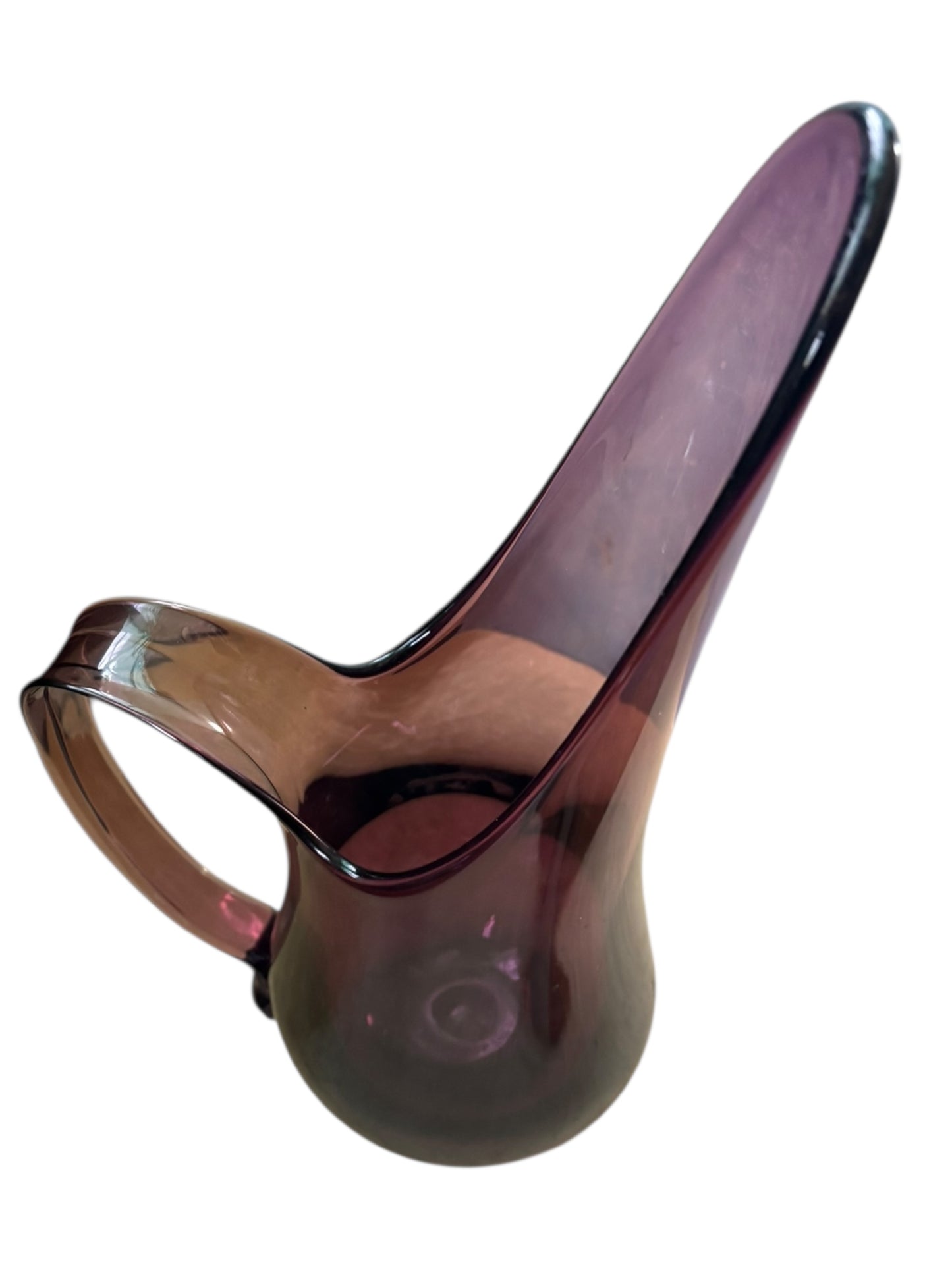 Vintage Viking Glass Purple Amethyst Swung Stretch Vase 13.5”