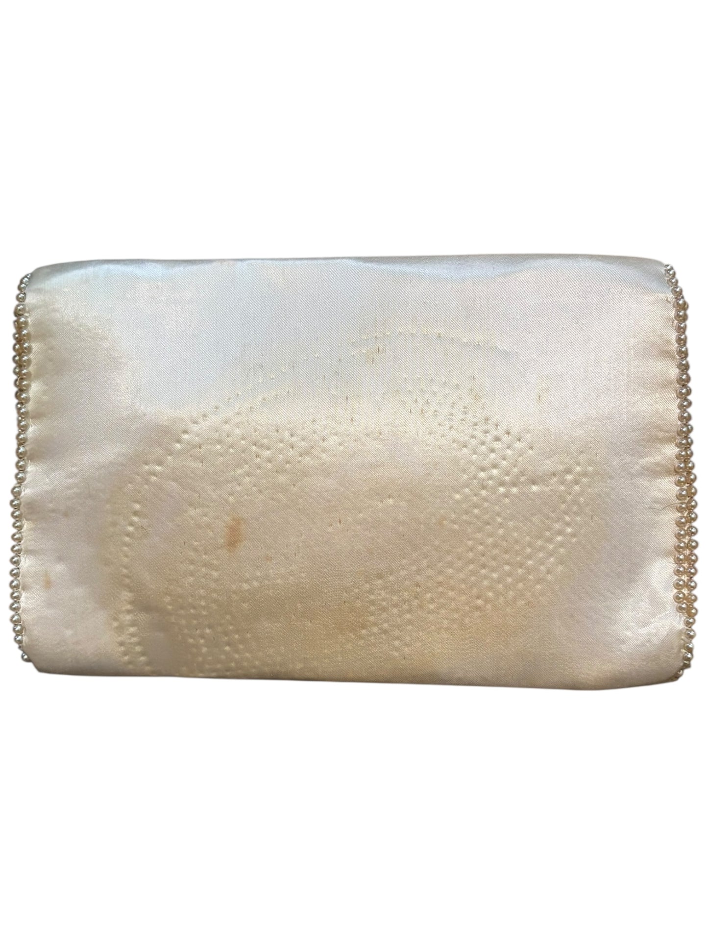 Antique Beaded Floral Vintage Silk Purse Clutch 5.5” Tall