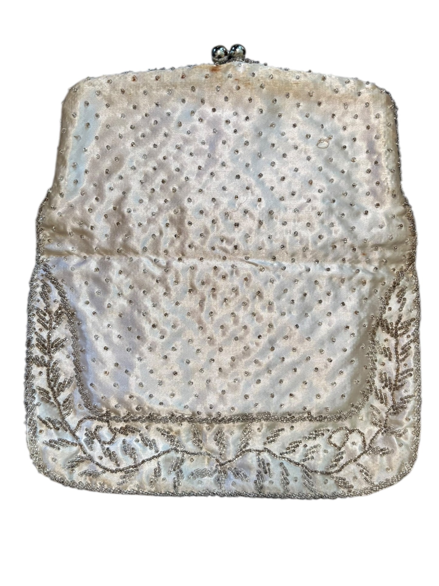 Antique Intricate Floral Beaded Vintage Clutch Handbag 5” Tall