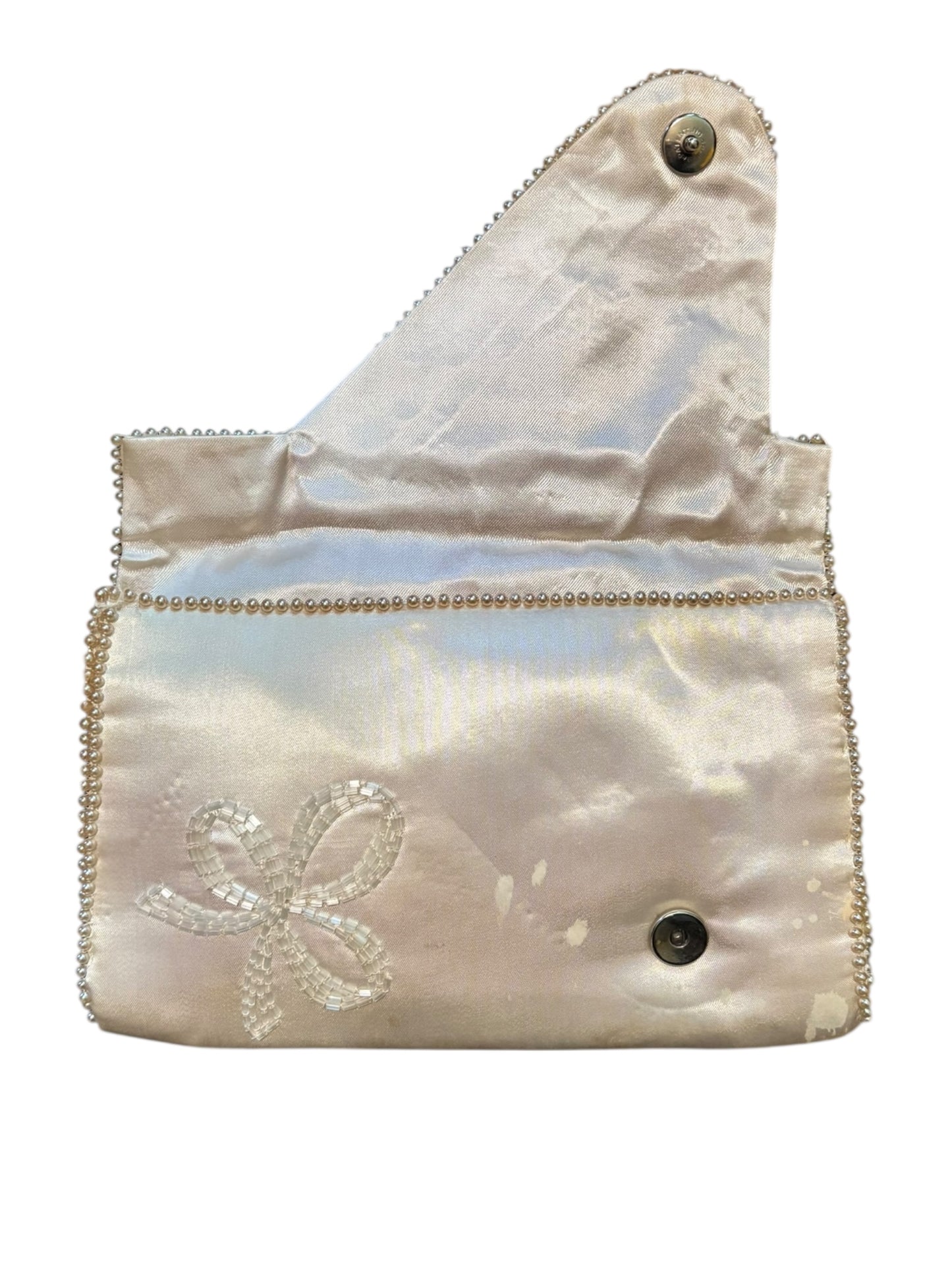 Antique Beaded Floral Vintage Silk Purse Clutch 5.5” Tall